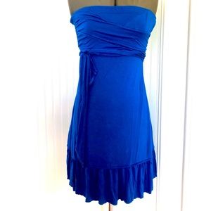 Brilliant blue, super soft strapless dress
